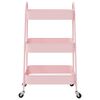 vidaXL Carrinho de armazenamento 3 n&iacute;veis rosa 42x41,5x77 cm a&ccedil;o