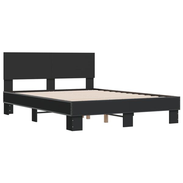 vidaXL Estrutura de cama 140x190 cm derivados de madeira/metal preto