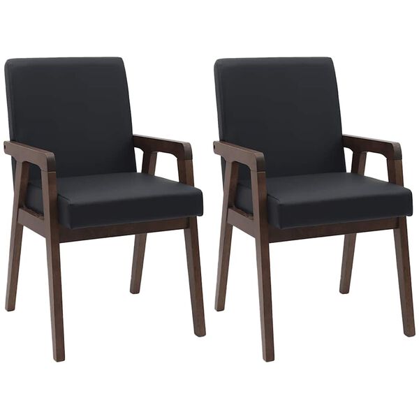 vidaXL Cadeiras de jantar com almofad&otilde;es 2 pcs madeira maci&ccedil;a castanho