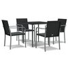 vidaXL 5 pcs conjunto de jantar p/ jardim c/ almofad&otilde;es vime PE e a&ccedil;o