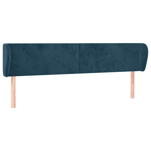 vidaXL Cabeceira de cama c/ abas veludo 163x23x78/88cm azul-escuro