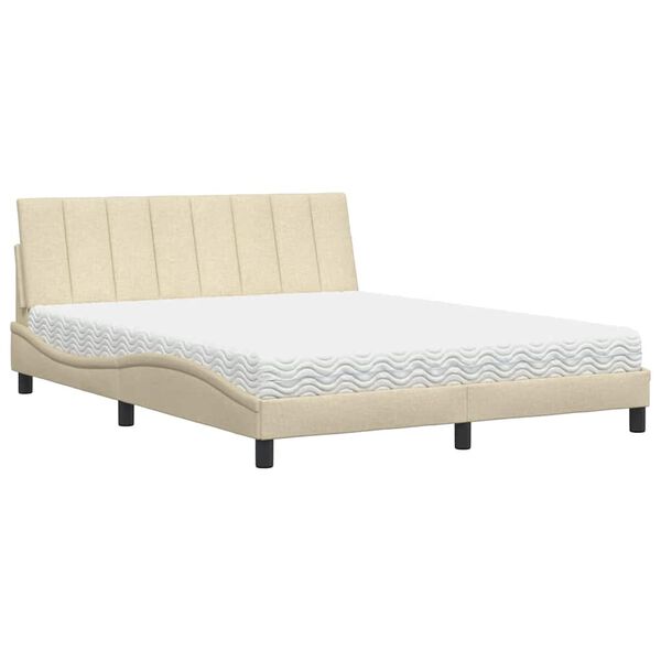 vidaXL Cama com colch&atilde;o Hanko 160x200 cm tecido cor creme