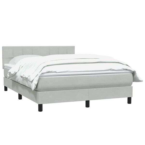 vidaXL Cama com molas/colch&atilde;o 160x210 cm veludo cinzento-claro