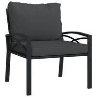 vidaXL Cadeira de jardim com almofadões cinzentos 68x76x79 cm aço