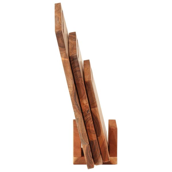 vidaXL 3 pcs conjunto de t&aacute;buas de cortar com suporte ac&aacute;cia maci&ccedil;a