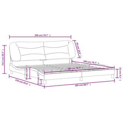 vidaXL Estrutura de cama com cabeceira 200x200 cm tecido cor creme