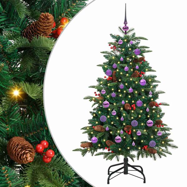 vidaXL &Aacute;rvore de Natal Artificial Verde 150 cm PVC, Metal e Pl&aacute;stico