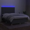 vidaXL Cama box spring c/ colch&atilde;o e LED 140x190 cm tecido cinza-escuro