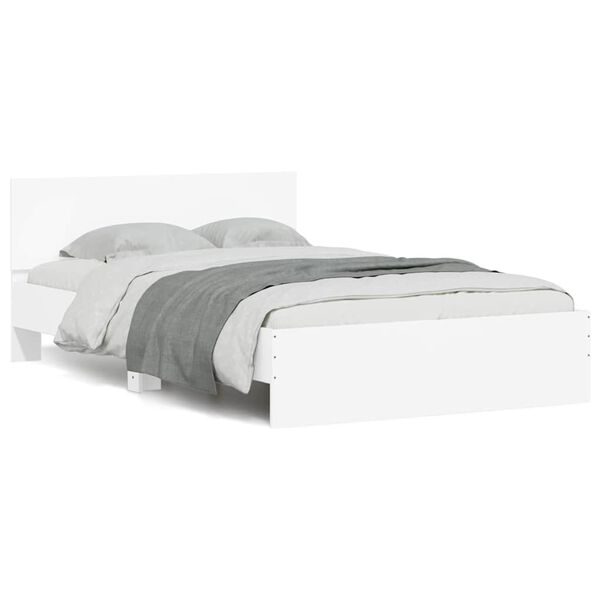 vidaXL Estrutura de cama com cabeceira e luzes LED 140x200 cm branco
