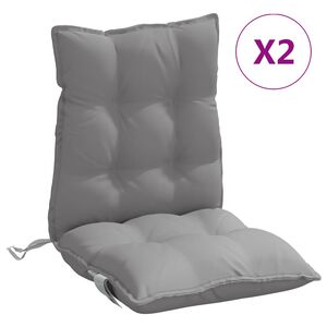 vidaXL Almofad&otilde;es cadeira encosto baixo 2 pcs tecido oxford cinzento