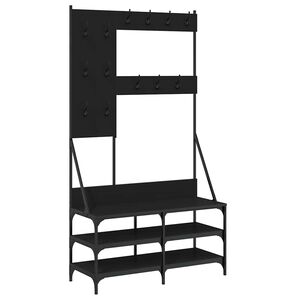 vidaXL Bengaleiro c/ arruma&ccedil;&atilde;o de cal&ccedil;ado 100x40x184 cm preto