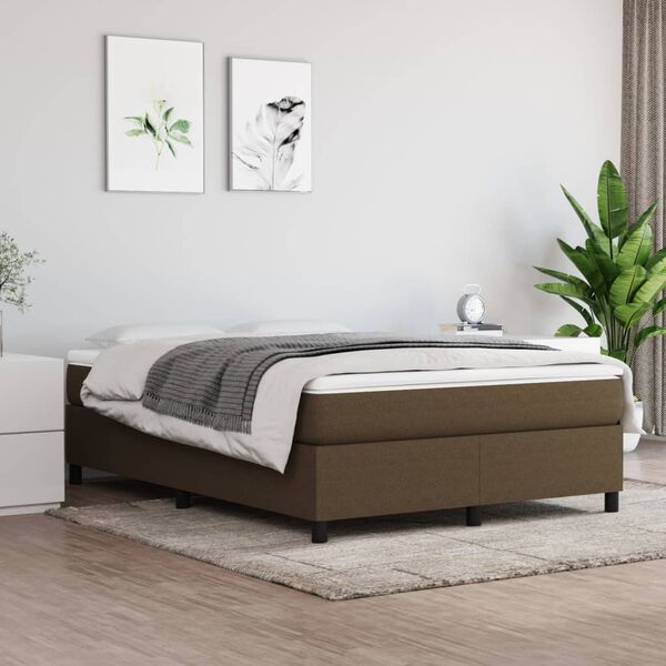 vidaXL Cama com molas/colch&atilde;o 140x190 cm tecido castanho-escuro