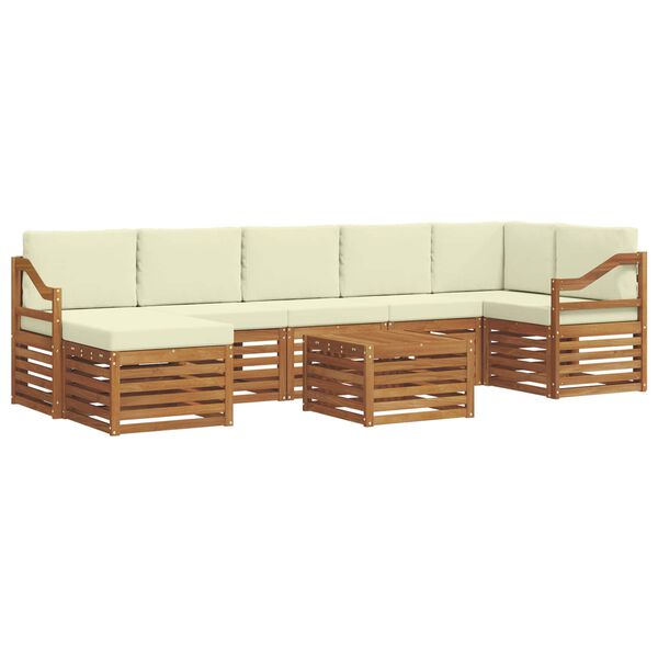 vidaXL Conjunto de Sof&aacute; Sectional com almofada 8 pcs Natural e Creme