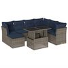 vidaXL Conjunto de sof&aacute; de jardim com 8 pe&ccedil;as e almofadas em rattan sint&eacute;tico cinza