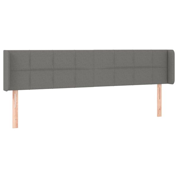 vidaXL Cabeceira de cama c/ abas tecido 163x16x78/88cm cinzento-escuro