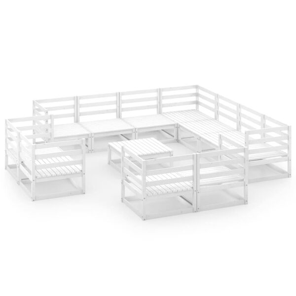 vidaXL 12 pcs conjunto lounge de jardim pinho maci&ccedil;o branco