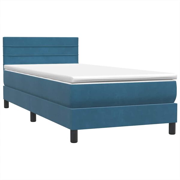 vidaXL Cama com molas/colchão 80x220 cm veludo azul-escuro