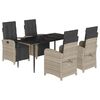 vidaXL 5 pcs conjunto de jantar p/ jardim c/ almofad&otilde;es cinzento claro