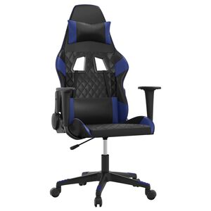 vidaXL Cadeira de gaming couro artificial preto e azul