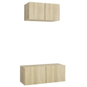 vidaXL 2 pcs conjunto m&oacute;veis de TV derivados madeira carvalho sonoma