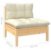 vidaXL 5 pcs conjunto lounge jardim c/ almofad&otilde;es creme pinho maci&ccedil;o