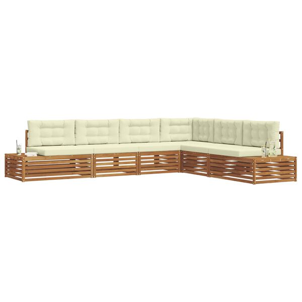 vidaXL Conjunto de Sof&aacute;s para Exterior 6 Pe&ccedil;a Natural e Creme