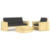 vidaXL 3 pcs conjunto lounge de jardim com almofad&otilde;es pinho impregnado