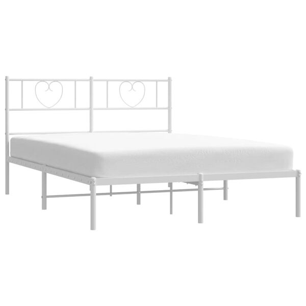 vidaXL Estrutura de cama com cabeceira 140x200 cm metal branco