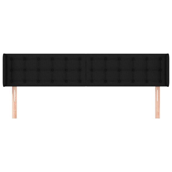 vidaXL Cabeceira de cama c/ abas tecido 163x16x78/88 cm preto