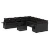 vidaXL 11 pcs conjunto sof&aacute;s de jardim c/ almofad&otilde;es vime PE preto