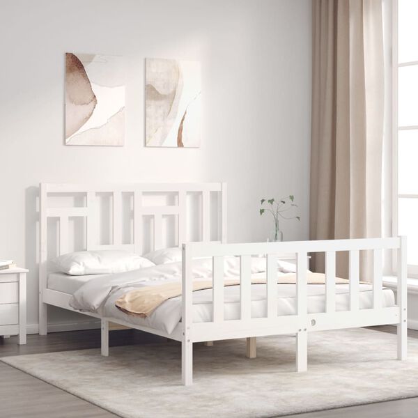 vidaXL Cama sem colchão 140x190 cm madeira de pinho maciça branco
