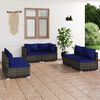 vidaXL 6 pcs conjunto lounge de jardim c/ almofad&otilde;es vime PE cinza