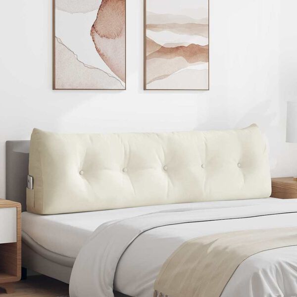vidaXL Travesseiro para Costas Creme 160 x 24 x 50 cm Veludo