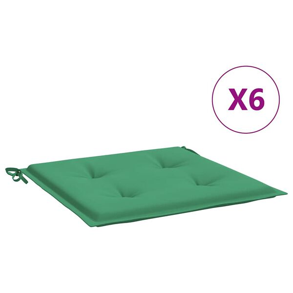 vidaXL Almofad&otilde;es p/ cadeiras jardim 6pcs 40x40x4 cm oxford verde