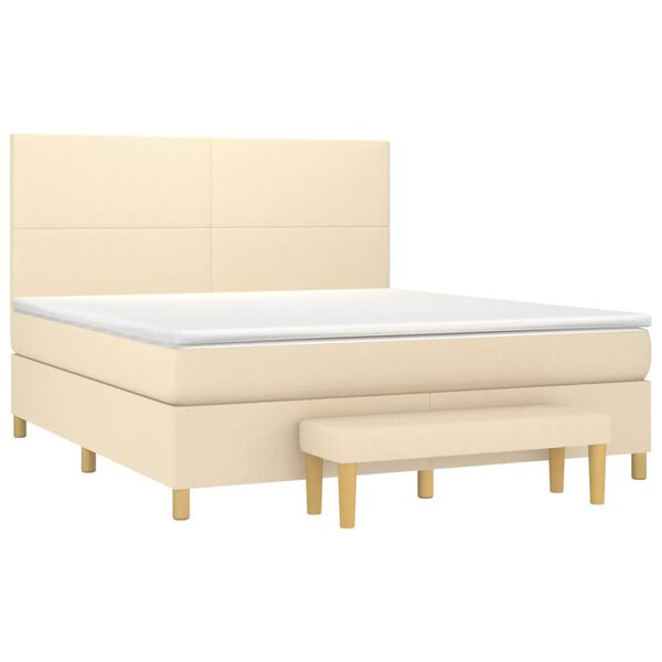 vidaXL Cama com molas/colch&atilde;o 180x200 cm tecido cor creme
