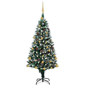 vidaXL &Aacute;rvore Natal artificial com LEDs e bolas e pinhas 240 cm