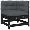 vidaXL 5pcs conjunto lounge jardim com almofad&otilde;es madeira maci&ccedil;a preto