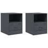 vidaXL Mesas de cabeceira 2 pcs 34,5x39x44 cm a&ccedil;o antracite