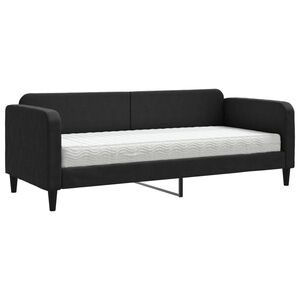 vidaXL Sof&aacute;-cama com colch&atilde;o 80x200 cm tecido preto