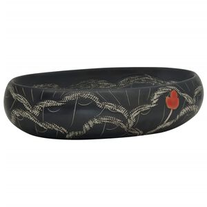 vidaXL Lavat&oacute;rio de bancada oval 59x40x15 cm cer&acirc;mica preto