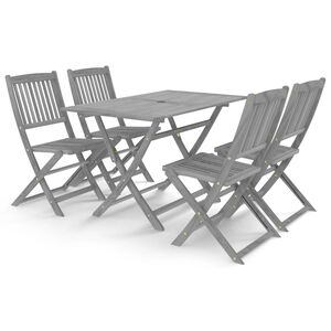 vidaXL 5 pcs conjunto de jantar jardim madeira ac&aacute;cia maci&ccedil;a cinzento