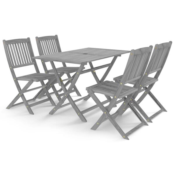 vidaXL 5 pcs conjunto de jantar jardim madeira ac&aacute;cia maci&ccedil;a cinzento
