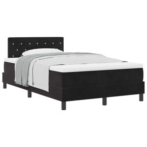 vidaXL Cama Box com colch&atilde;o com cabeceira Preto 120 x 190 cm Veludo