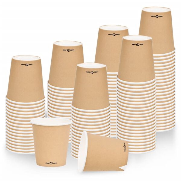 vidaXL Copos de caf&eacute; papel 200 ml 100 pcs castanho