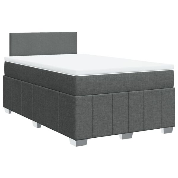 vidaXL Cama boxspring com colch&atilde;o 120x190 cm tecido cinzento-escuro