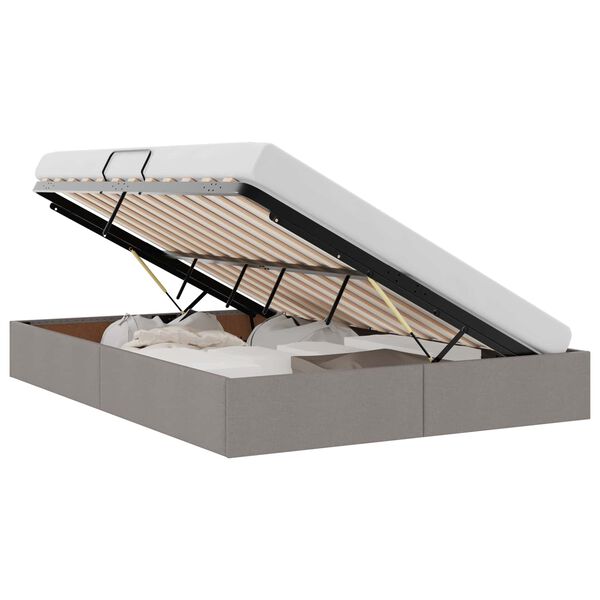 vidaXL Cama com Armazenamento Cinzento-acastanhado 140 x 200 cm tecido