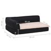 vidaXL Cama para c&atilde;es ergon&oacute;mica 90x64 cm aspeto linho pel&uacute;cia preto