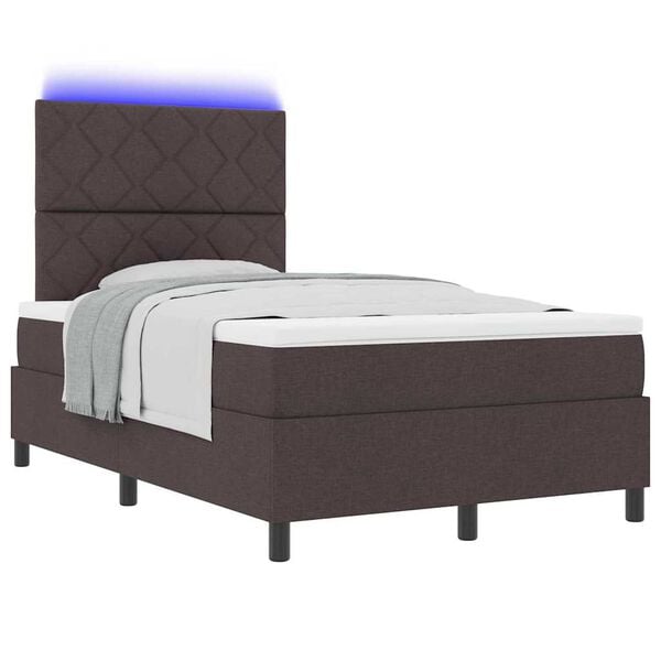 vidaXL Cama Box com colch&atilde;o Castanho escuro 120 x 190 cm tecido