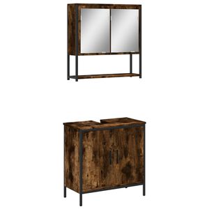 vidaXL 2 pcs conj. m&oacute;veis casa de banho derivados madeira cor fumado