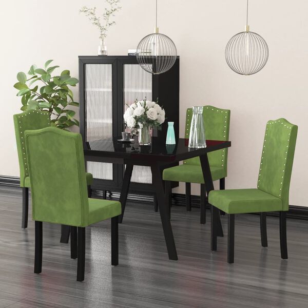 vidaXL Cadeiras de jantar 4 pcs veludo verde-claro